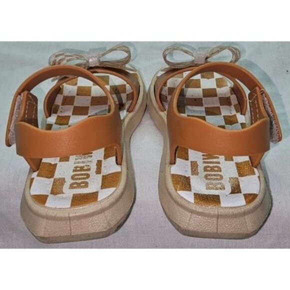Hopscotch Girls Checkered Sandals – Brown, Size 8c (TPR & Rubber Sole) - Picture 3 of 7